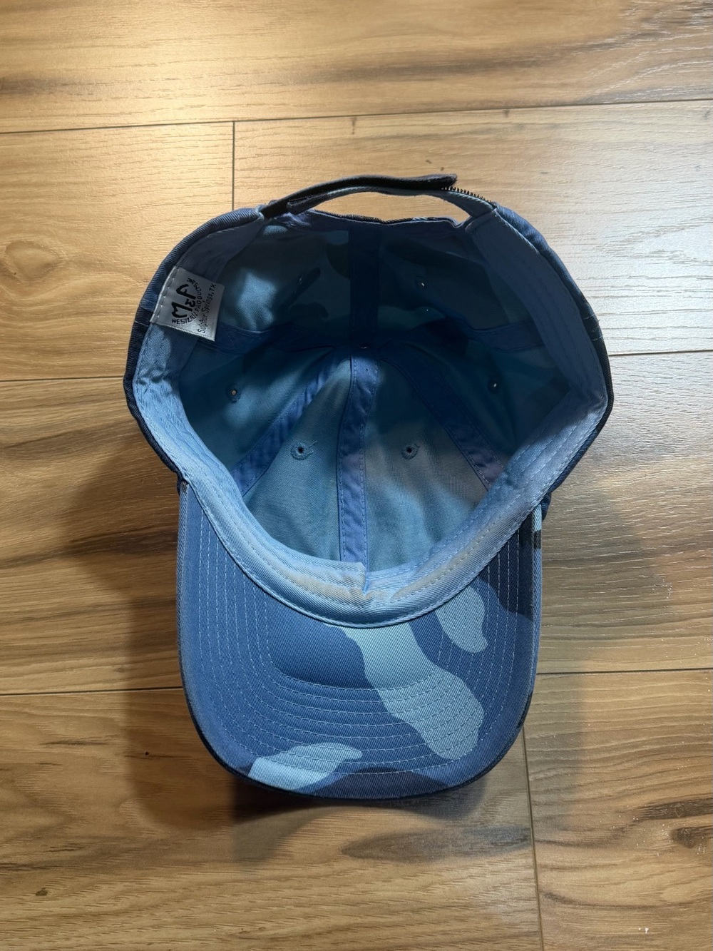 Blue Camo Baseball Cap with Rhinestone Cross - Picture 2 of 6